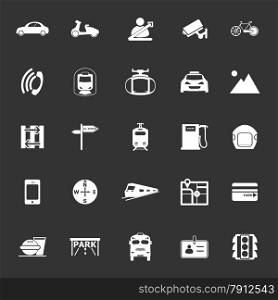 Land transport related icons on gray background, stock vector