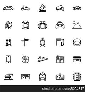 Land transport related line icons on white background, stock vector