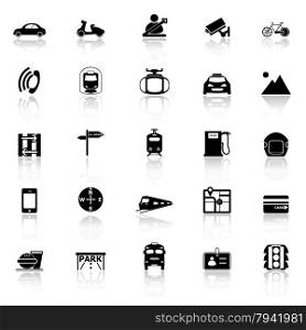 Land transport related with reflect icons on white background, stock vector