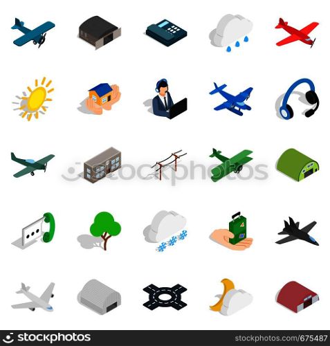 Landing icons set. Isometric set of 25 landing vector icons for web isolated on white background. Landing icons set, isometric style