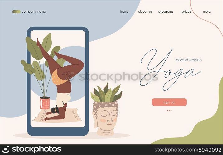 Landing page concept for online yoga classes. vector illustration