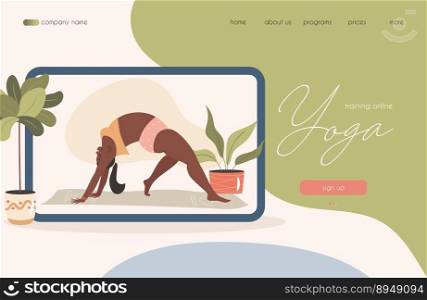 Landing page concept for online yoga classes. vector illustration