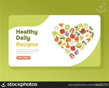 Landing page design template for healthy food and drink, natural products, organic food, restaurant, online store. Vector illustration concepts for website and mobile website development.