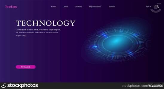 Landing page for a website related to technology, electronics, computers and telephones. Illustration in isometric.Futuristic concept. Vector illustration