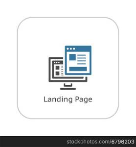 Landing Page Icon. Flat Design.. Landing Page Icon. Business and Finance. Isolated Illustration. Desktop with web page. Descktop computer with landing page.