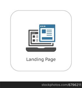 Landing Page Icon. Flat Design.. Landing Page Icon. Business and Finance. Isolated Illustration. Laptop with web page. Laptop computer with landing page.