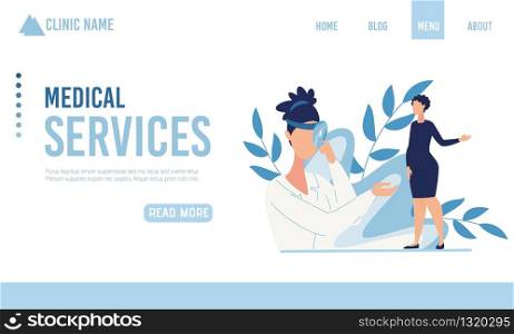 Landing Page Offering Medical Service for Pregnant Women. Doctor and Client in Family Way Having Dialogue and Examination. Online Maternity Consultation and Support. Vector Flat Cartoon Illustration. Landing Page Offering Medical Service for Pregnant