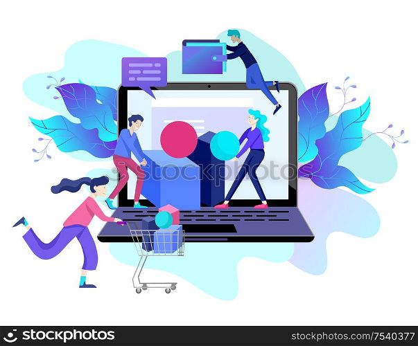Landing page template of Online Shopping and mobile payments for web page, social media, documents, cards, posters. Vector illustration pos terminal confirms the payment using a smartphone, Mobile payment, online banking.. Landing page template of Online Shopping. Modern flat design concept of web page