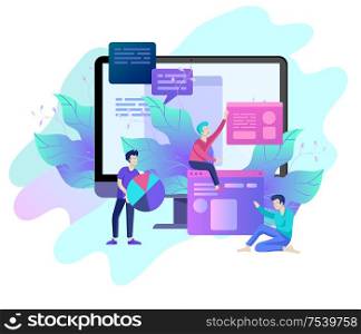 Landing page template of planning timework management people. Businnes Start Up Concept. Income and Success. Workers are studying the infographic, the analysis of evolutionary scale. Vector Business. Landing page template of planning timework management people. Businnes Start Up Concept