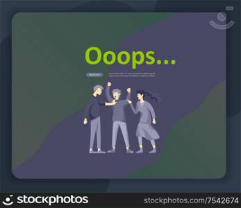 Landing page templates Error page illustration with People characters and cat. Page not found. Vector concept illustration for 404 error with Funny cartoon workers. Landing page templates Error page illustration with People characters. Page not found. Vector concept illustration for 404 error with Funny cartoon