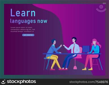 Landing page templates for Online language courses, distance education, training. Language Learning Interface and Teaching Concept. Education Concept, training young people. Internet students. Landing page templates for Online language courses, distance education, training. Language Learning Interface and Teaching Concept.
