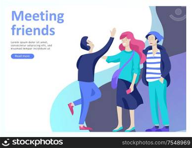 Landing page templates for positive psychology, group family psychotherapy. Happy friends character have positive emotions, way to happiness and happy life munderstanding with friends and loved. Landing page templates for positive psychology, group family psychotherapy. Happy friends character have positive emotions, way to happiness