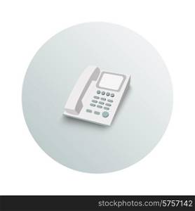 Landline phone business concept on white background. Office and business work elements