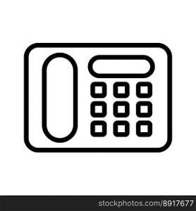 Landline phone icon line isolated on white background. Black flat thin icon on modern outline style. Linear symbol and editable stroke. Simple and pixel perfect stroke vector illustration