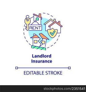 Landlord insurance concept icon. Type of property financial protection abstract idea thin line illustration. Isolated outline drawing. Editable stroke. Arial, Myriad Pro-Bold fonts used. Landlord insurance concept icon