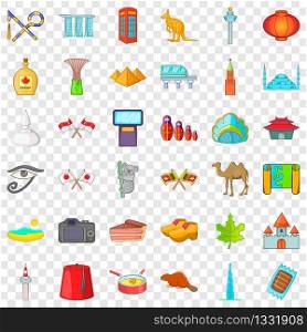 Landmark icons set. Cartoon style of 36 landmark vector icons for web for any design. Landmark icons set, cartoon style