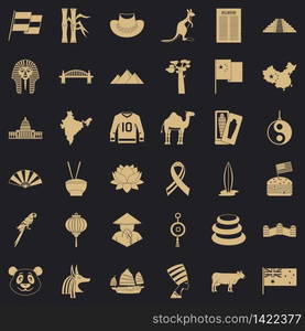 Landmark icons set. Simple style of 36 landmark vector icons for web for any design. Landmark icons set, simple style