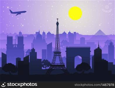 landmark of France silhouette style