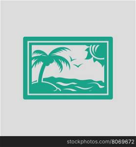 Landscape art icon. Gray background with green. Vector illustration.