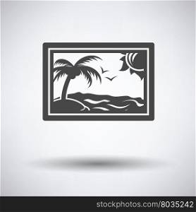 Landscape art icon on gray background, round shadow. Vector illustration.
