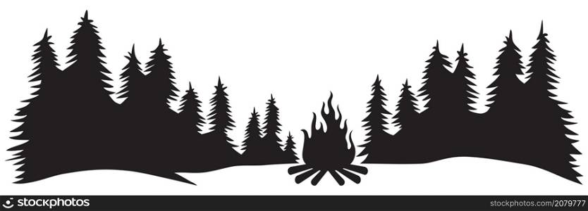 Landscape - camping in mountains vector illustration