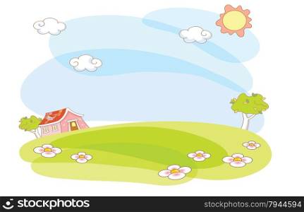landscape cartoon and home