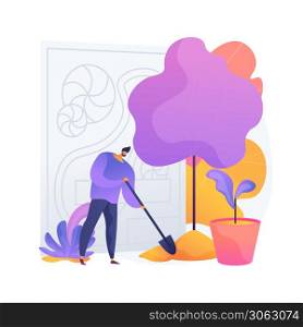 Landscape design abstract concept vector illustration. Landscape planning rules and tips, gardening services, frond and backyard architecture, DIY ideas, vertical, rooftop garden abstract metaphor.. Landscape design abstract concept vector illustration.