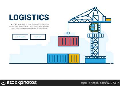 Landscape freight transport and logistics concept. design for landing page website. Thine Line art.