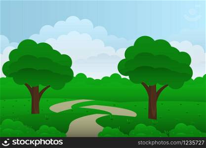 Landscape from fantasy compositions. Sea with mountains and trees in a minimal style. Flat design, vector illustration.. Landscape from fantasy compositions. Sea with mountains and trees in a minimal style. Flat design, vector illustration