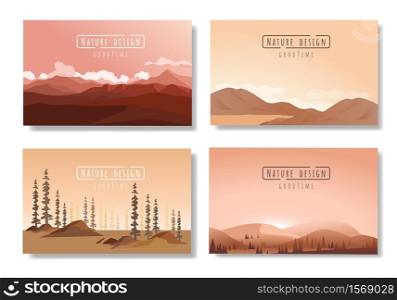 landscape illustration set, Vector banners set with polygonal landscape illustration, Minimalist style.