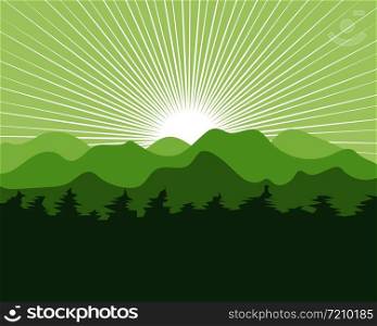 landscape mountain and pines tree vector illustration design template