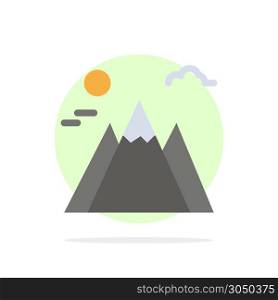 Landscape, Mountain, Sun Abstract Circle Background Flat color Icon