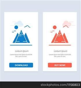 Landscape, Mountain, Sun Blue and Red Download and Buy Now web Widget Card Template