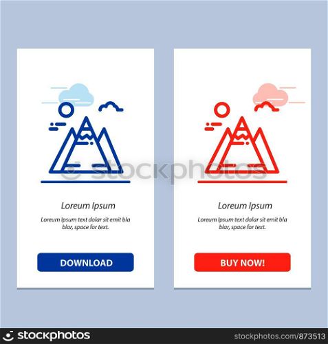 Landscape, Mountain, Sun Blue and Red Download and Buy Now web Widget Card Template