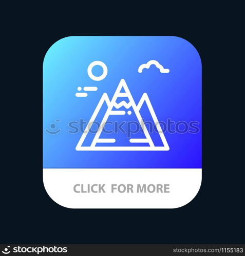 Landscape, Mountain, Sun Mobile App Button. Android and IOS Line Version