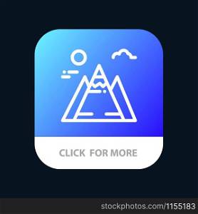 Landscape, Mountain, Sun Mobile App Button. Android and IOS Line Version