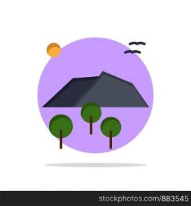 Landscape, Mountain, Tree, Birds Abstract Circle Background Flat color Icon