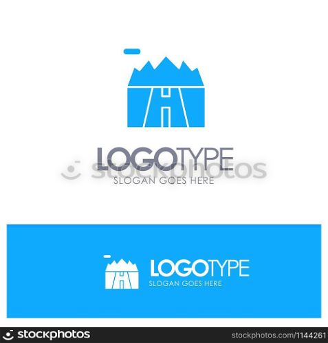 Landscape, Mountains, Scenery, Road Blue Solid Logo with place for tagline