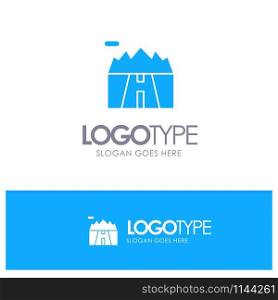 Landscape, Mountains, Scenery, Road Blue Solid Logo with place for tagline
