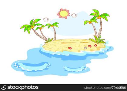 Landscape on the beach cartoon