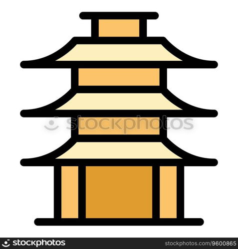 Landscape pagoda icon outline vector. Chinese building. Shrine roof color flat. Landscape pagoda icon vector flat