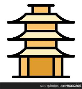 Landscape pagoda icon outline vector. Chinese building. Shrine roof color flat. Landscape pagoda icon vector flat