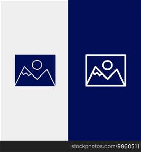 Landscape, Photo, Photographer, Photography Line and Glyph Solid icon Blue banner Line and Glyph Solid icon Blue banner