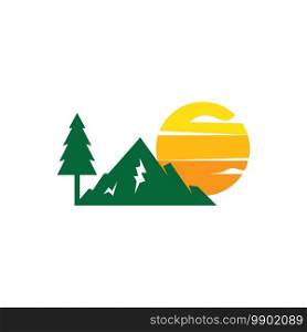 landscape pines tree mountain vector illustration design template