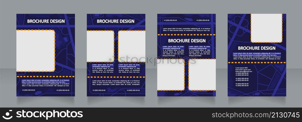 Landscape planning blue blank brochure design. City directions. Template set with copy space for text. Premade corporate reports collection. Editable 4 paper pages. Calibri, Arial fonts used. Landscape planning blue blank brochure design