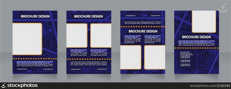 Landscape planning blue blank brochure design. City directions. Template set with copy space for text. Premade corporate reports collection. Editable 4 paper pages. Calibri, Arial fonts used. Landscape planning blue blank brochure design