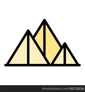 Landscape pyramid icon outline vector. Cairo desert. Ancient sand color flat. Landscape pyramid icon vector flat