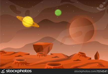 Landscape Surface of Planet Sky Space Science Fiction Fantasy Illustration