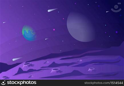 Landscape Surface of Planet Sky Space Science Fiction Fantasy Illustration