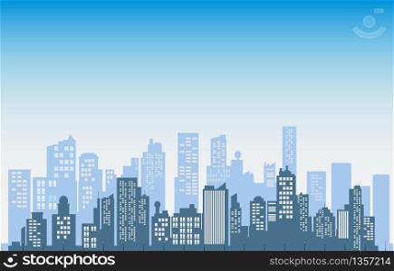 Landscape tower and building cityscape background. Modern architecture. vector illustration